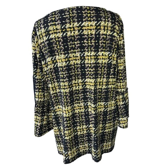 ELLEN TRACY SS MULTICOLOR HOUNDSTOOTH STATEMENT SLEEVE TOP TUNIC BLOUSE SHIRT XL - Picture 7 of 8